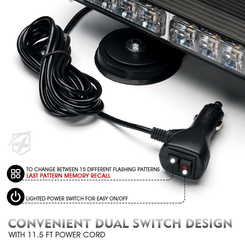 White Amber Emergency Rooftop Strobe Light with Magnetic Mount Q996