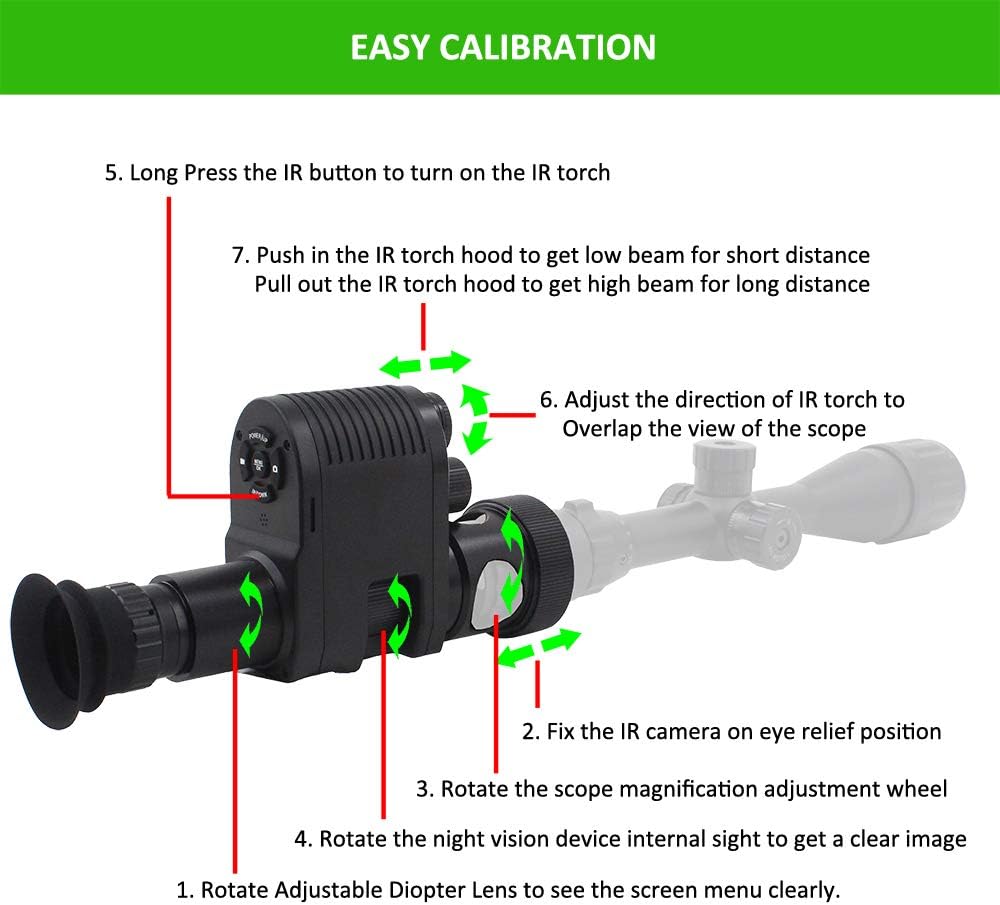720p HD Digital Hunting Night Vision Scope Camcorder Monocular with 850nm Infrared IR Flashlight and 32G TF Card Y615345
