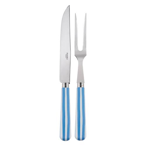 White Stripe Light Blue Carving Set Z7927