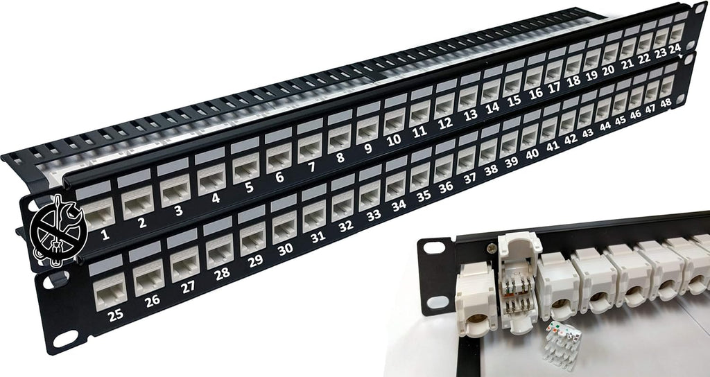 48-Port CAT6A FTP Shielded 2U Patch Panel 19-Inch V20105