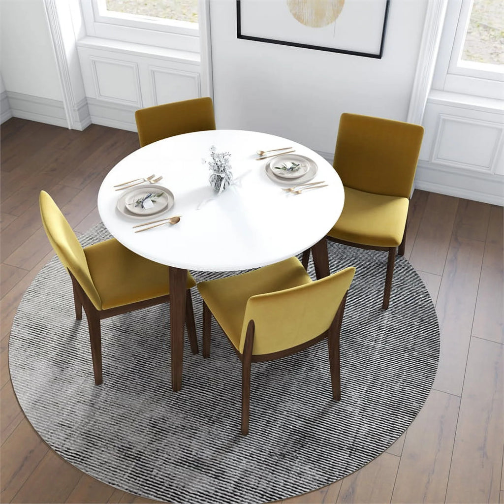 White Round Dining Table and 4 Chair Set Q459
