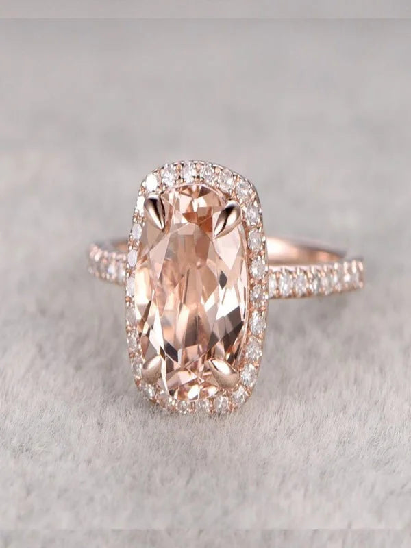 1.25 carat Antique Halo Morganite and Diamond Engagement Ring in 10k Rose Gold U730