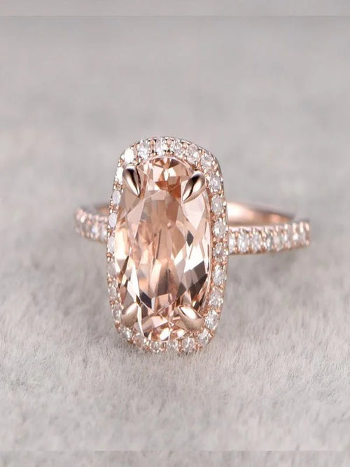 1.25 carat Antique Halo Morganite and Diamond Engagement Ring in 10k Rose Gold U730