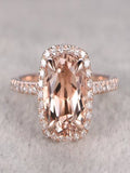 1.25 carat Antique Halo Morganite and Diamond Engagement Ring in 10k Rose Gold U730