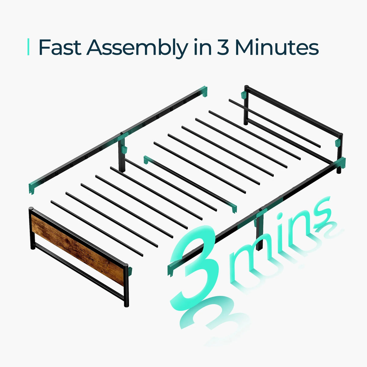 Twin Metal Platform Bed Frame with Storage E49758