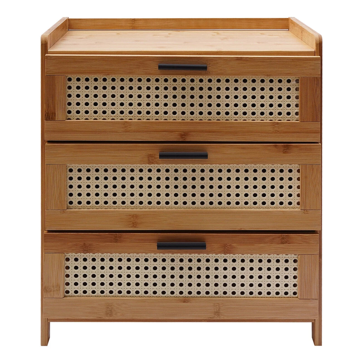 Bamboo Wood 3 Sliding Drawers Nightstand A435882
