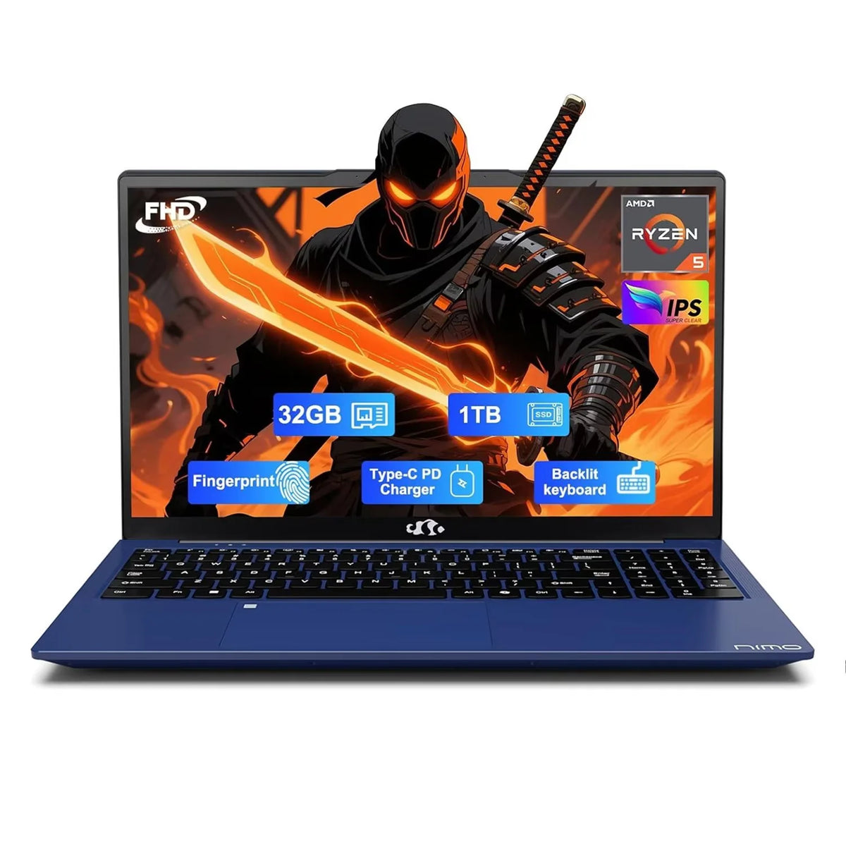 15.6" FHD Laptop 32GB RAM 1TB SSD AMD Ryzen 5 3500U Processor Blue E23393