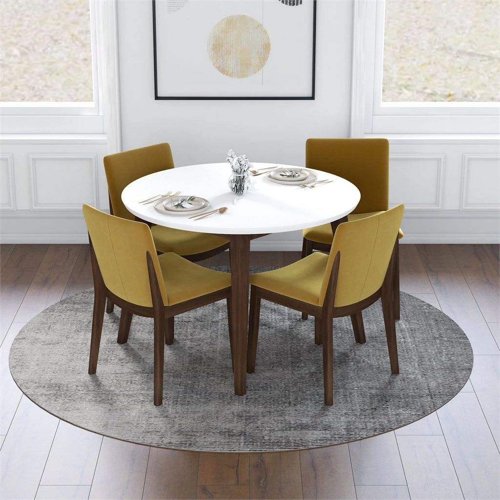 White Round Dining Table and 4 Chair Set Q459