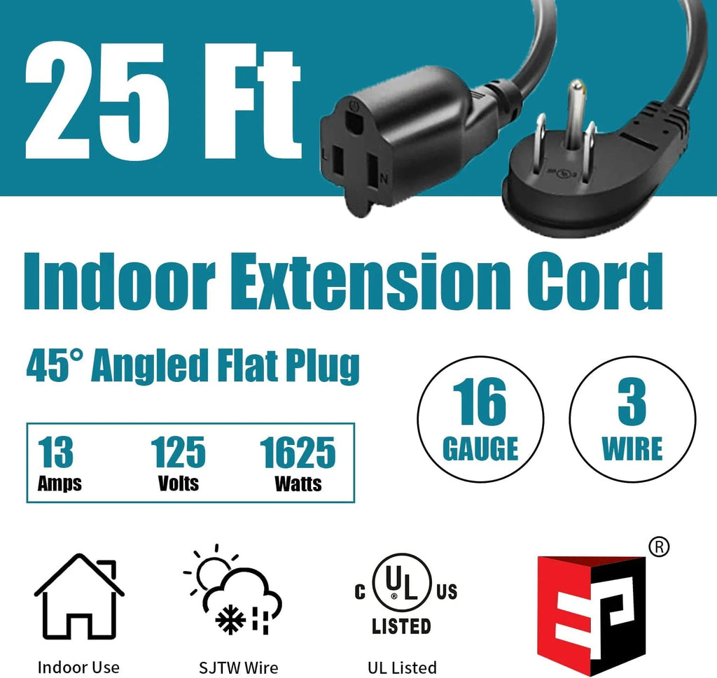 10 Ft 16/3 Flat Plug Indoor Extension Cord L1910