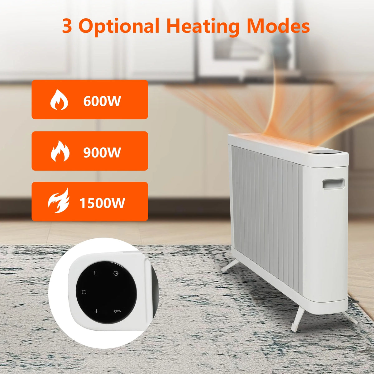 1500W Smart Radiator Space Heater with 3 Heating Modes, Adjustable Thermostat, 0-12h Timer S728774