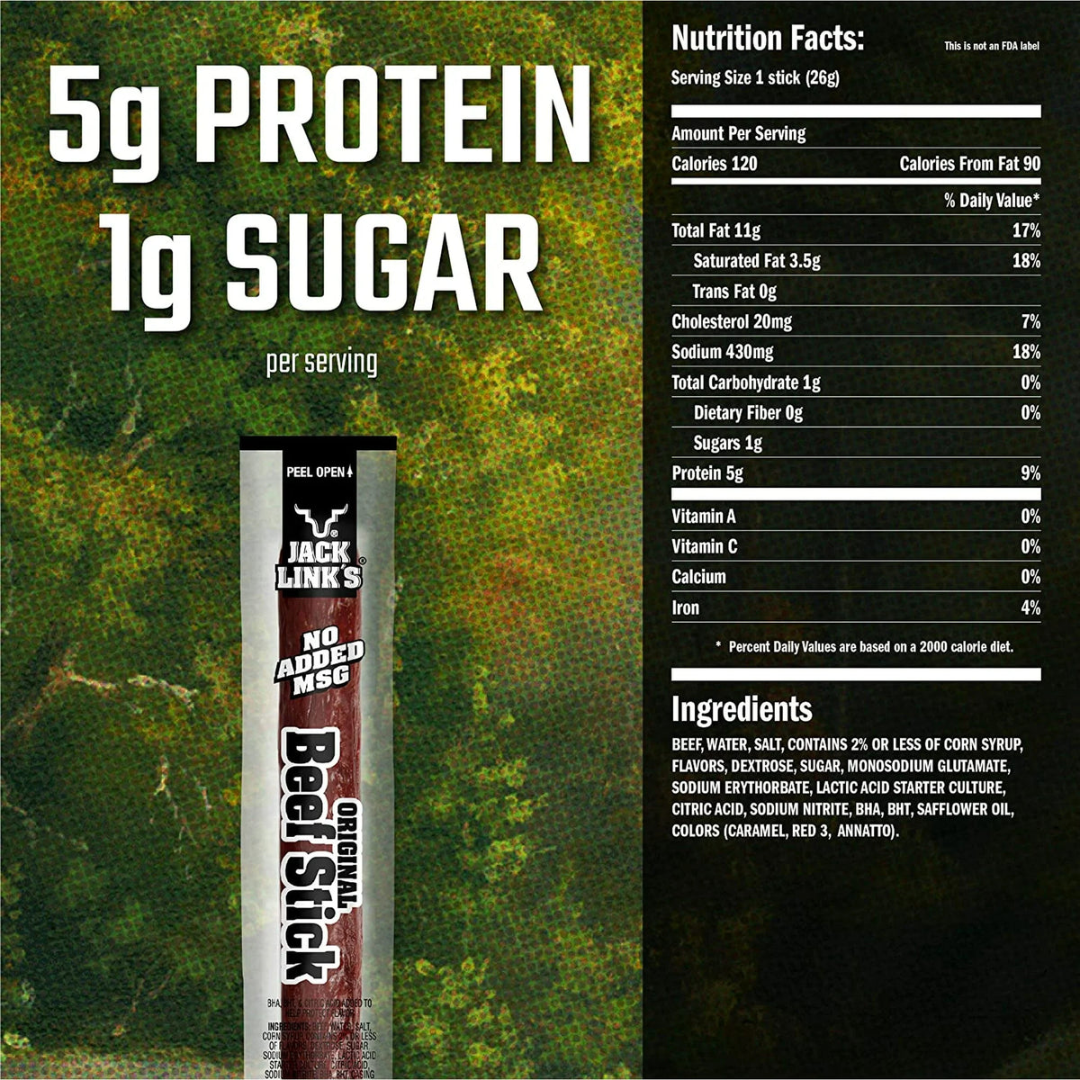 Original Beef Jerky Stick, 0.92 oz, 20-count O26985