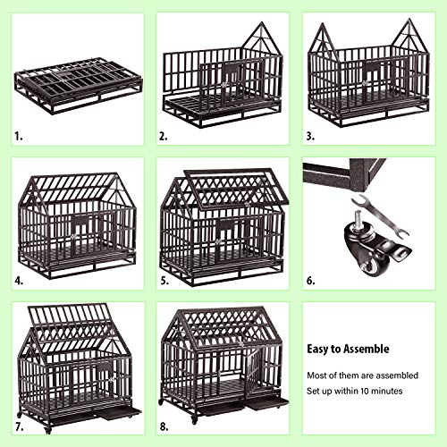 Brown Heavy Duty Dog Cage Crate Kennel with Four Wheels 38 inch N1752