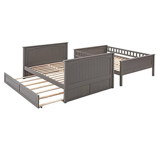 White Twin-Over-Twin Wood Bunk Bed with Trundle and Storage Stairs F751