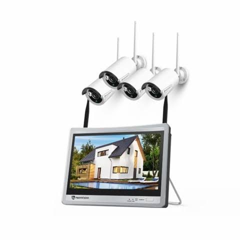 1080p Wireless Security Camera System with 12 inch LCD Monitor T41277
