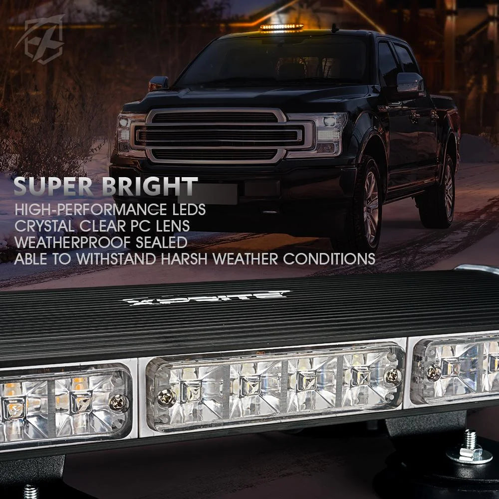 White Amber Emergency Rooftop Strobe Light with Magnetic Mount Q996