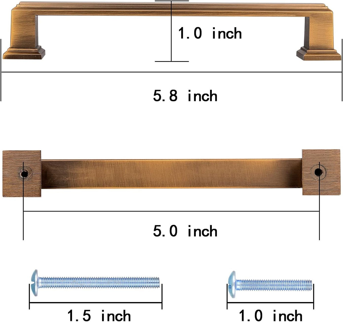 10 Pack Antique Brass Cabinet Hardware Pulls, 5 inch Hold Centers C52817
