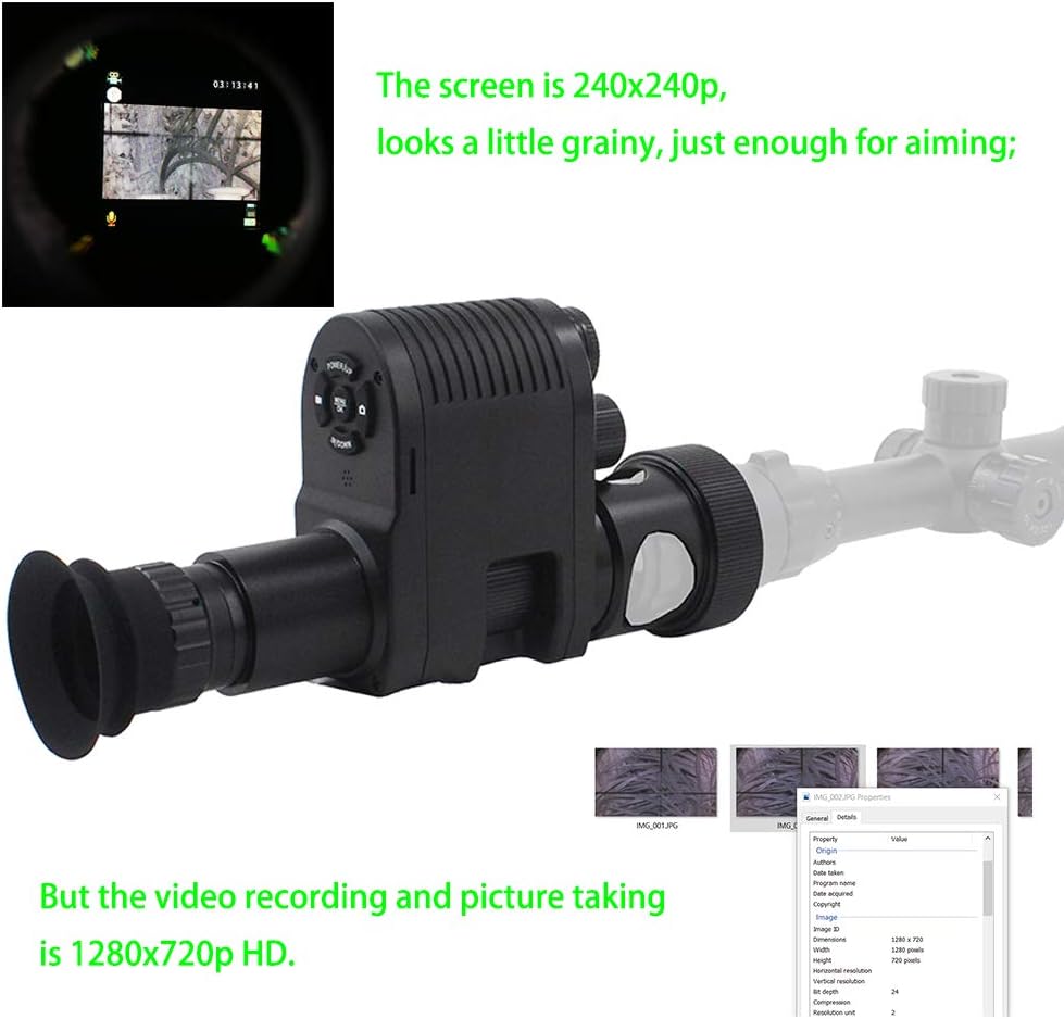 720p HD Digital Hunting Night Vision Scope Camcorder Monocular with 850nm Infrared IR Flashlight and 32G TF Card Y615345