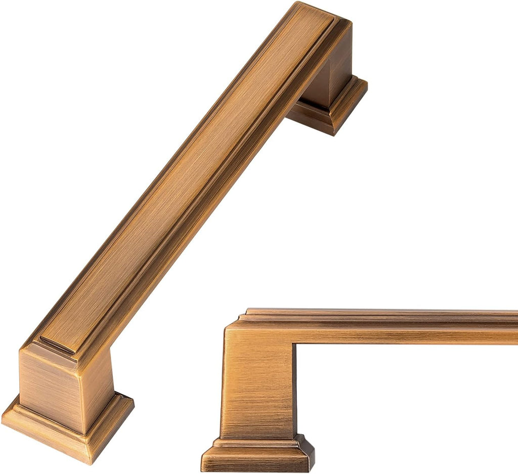 10 Pack Antique Brass Cabinet Hardware Pulls, 5 inch Hold Centers C52817
