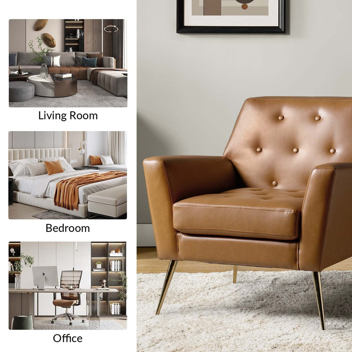 Upholstered Arm Chair with Button-Tufted Back U711069