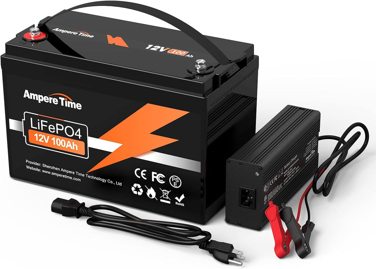 12V 100Ah LiFePO4 Battery with 14.6V 10A Lithium Battery Charger M210