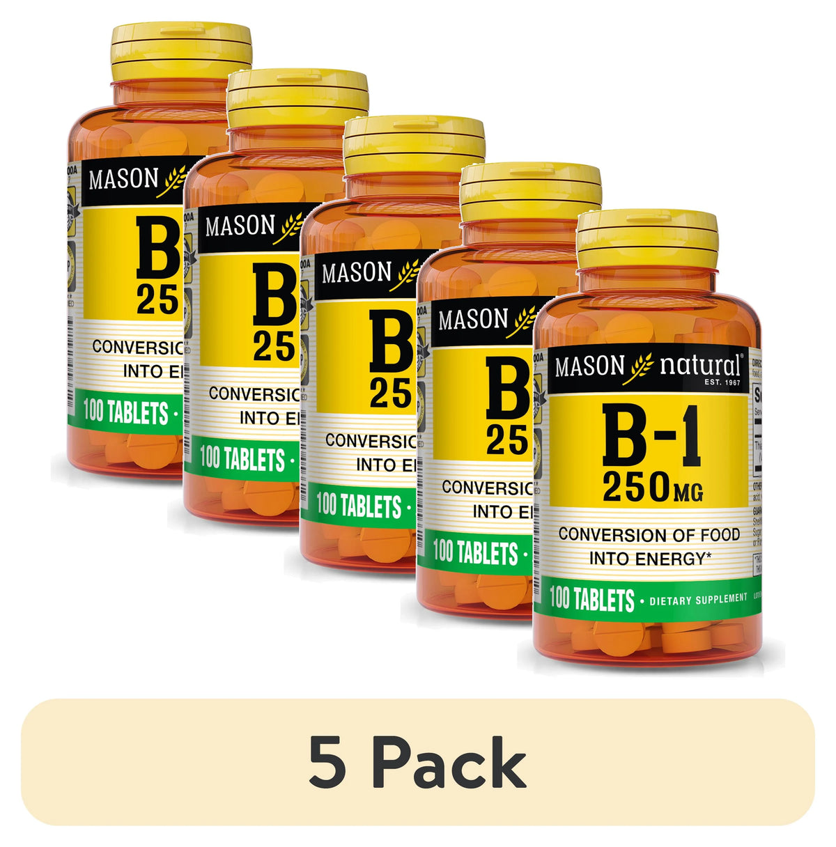 (5 pack) Vitamin B1 250 mg, 100 Tablets J150360