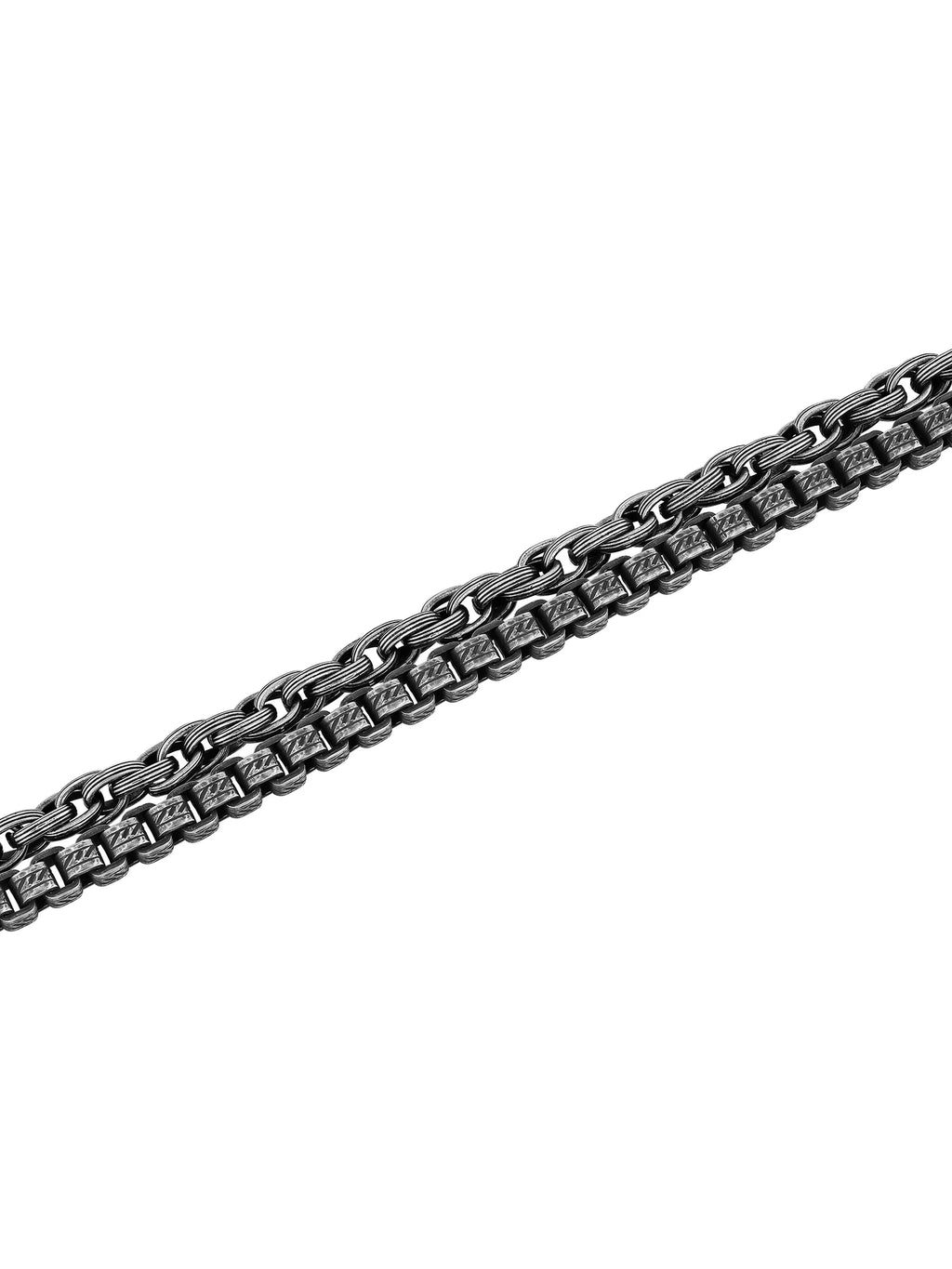 Stainless Steel Gunmetal Tone Stacked Bracelet R676933