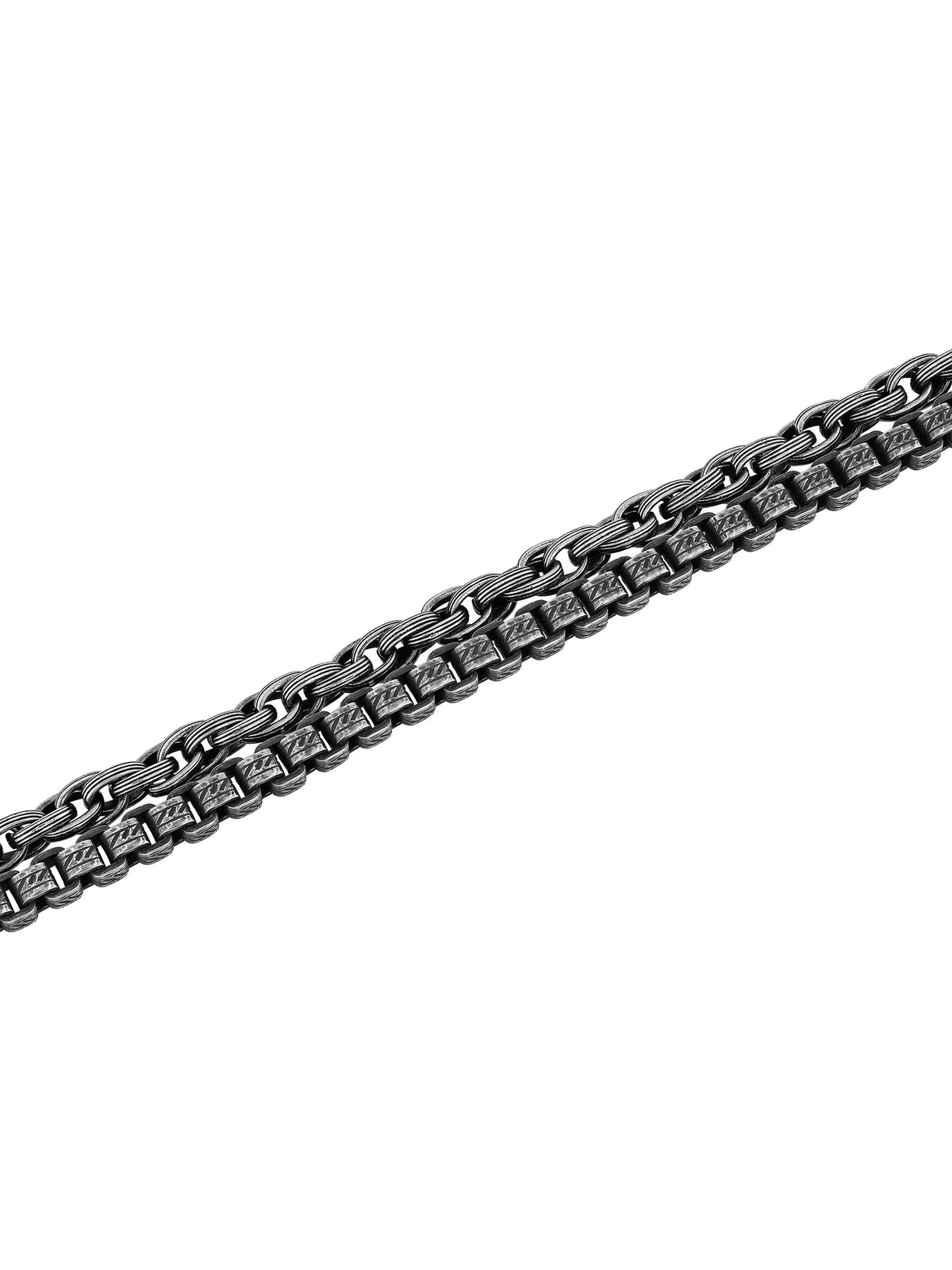 Stainless Steel Gunmetal Tone Stacked Bracelet R676933
