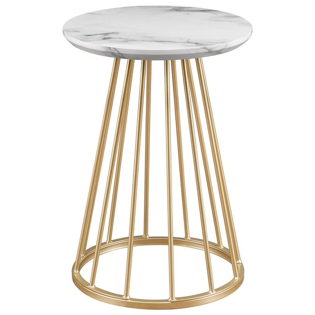 16" Modern Wood Side Table with Metal Caged Base X145255
