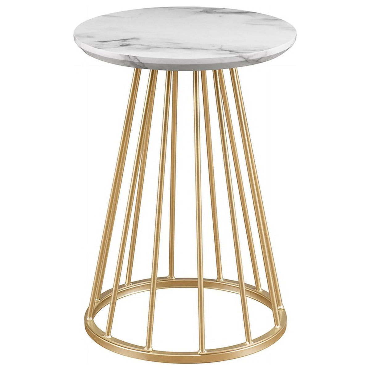 16" Modern Wood Side Table with Metal Caged Base X145255