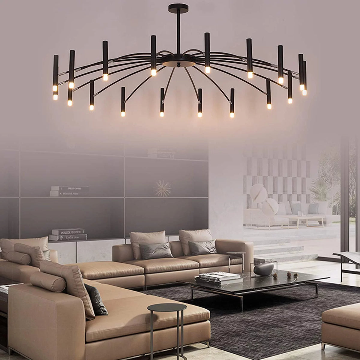 Black Metal 18 Lights Chandelier Z43526