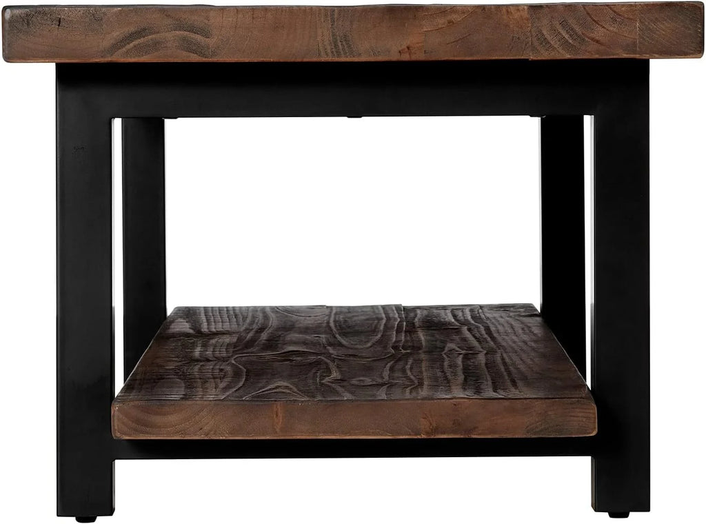 Rustic Industrial Metal and Solid Wood Coffee Table 42 in x 24 in x 18 in Brown K284