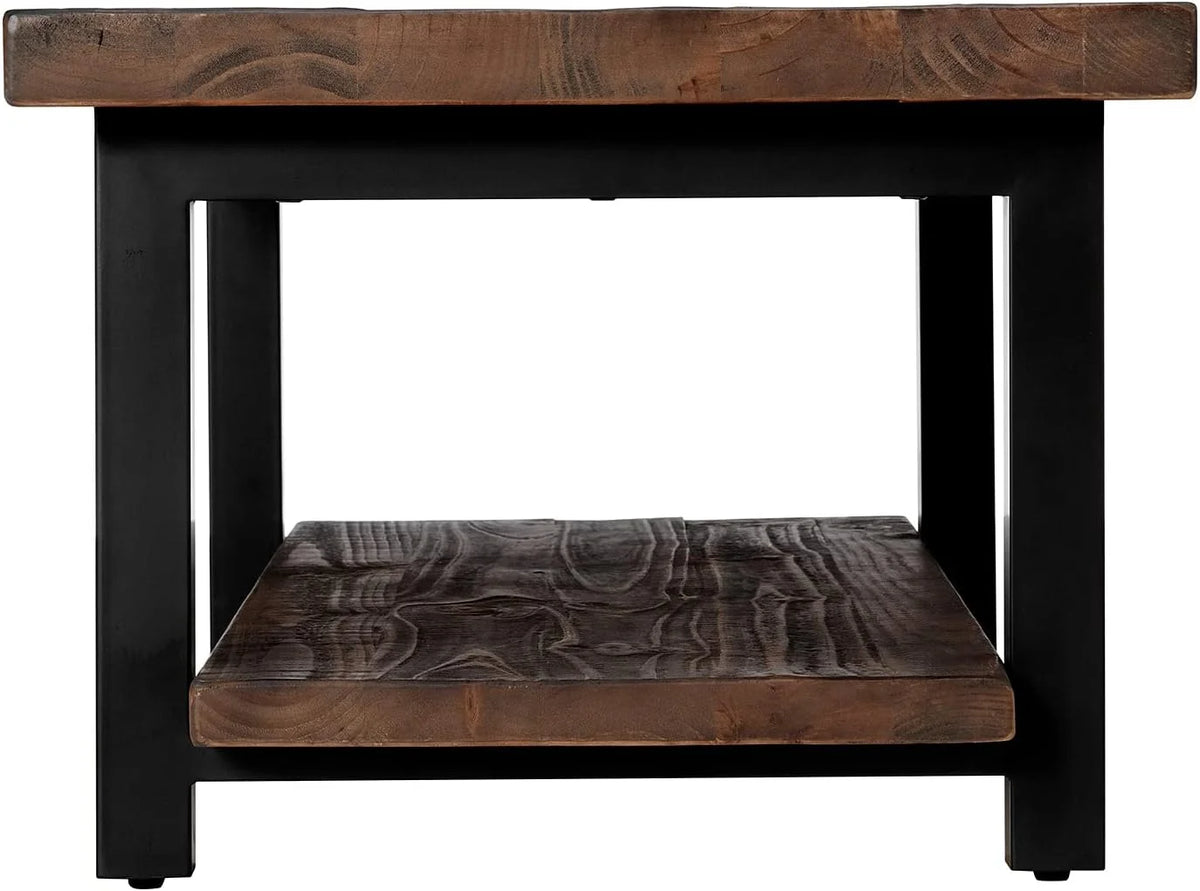 Rustic Industrial Metal and Solid Wood Coffee Table 42 in x 24 in x 18 in Brown K284