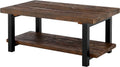 Rustic Industrial Metal and Solid Wood Coffee Table 42 in x 24 in x 18 in Brown K284