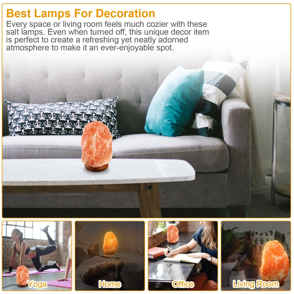 Salt Lamp with Dimmer Switch Hand Carved Table Lamp with Wood Base I46008