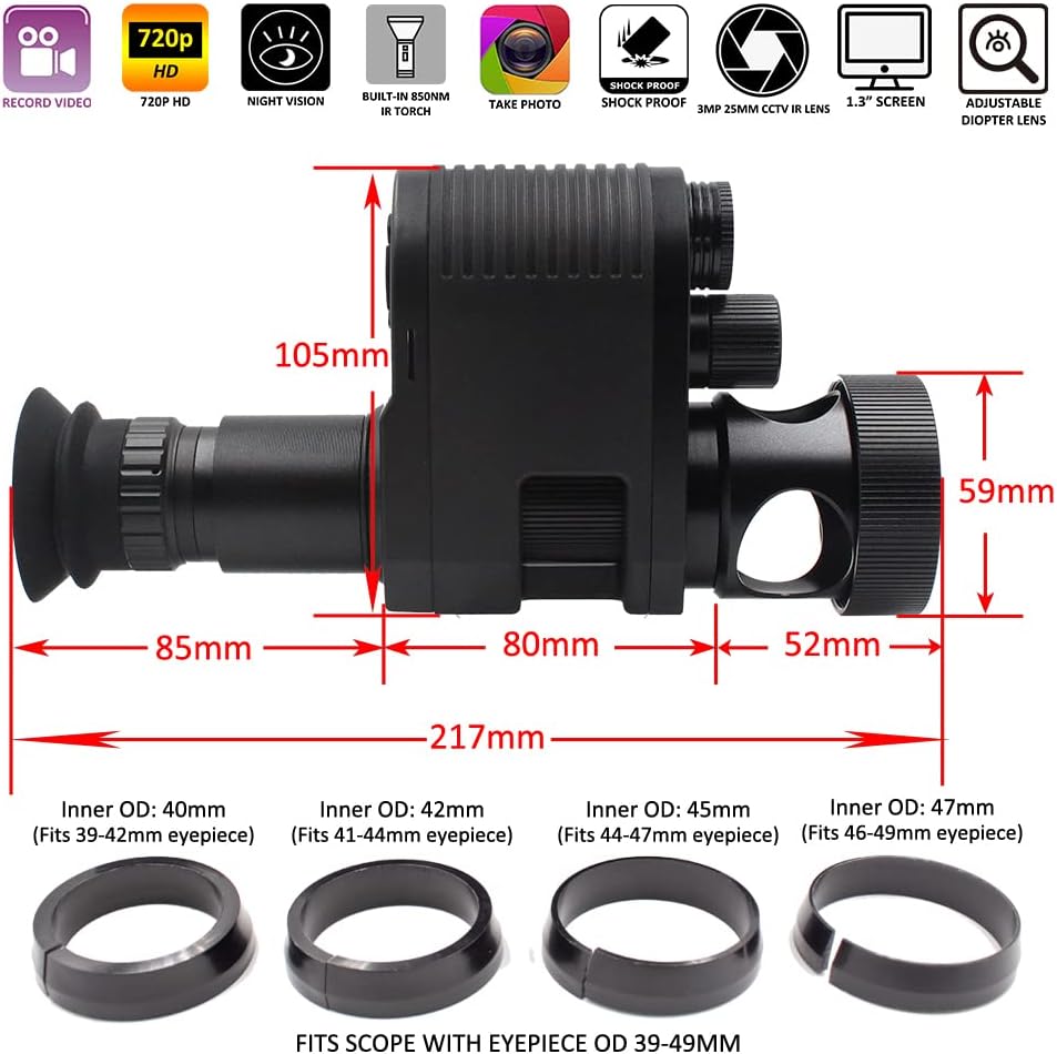 720p HD Digital Hunting Night Vision Scope Camcorder Monocular with 850nm Infrared IR Flashlight and 32G TF Card Y615345