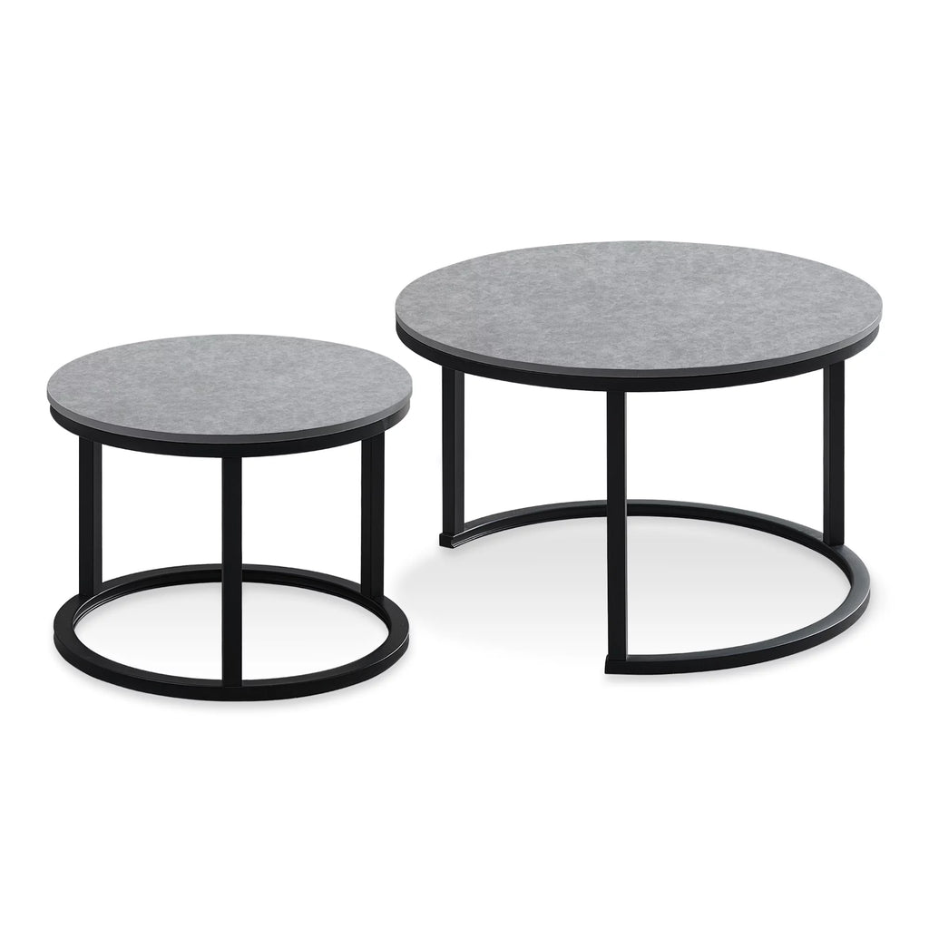 Round Nesting Coffee Table Set Metal Frame Gray F791428