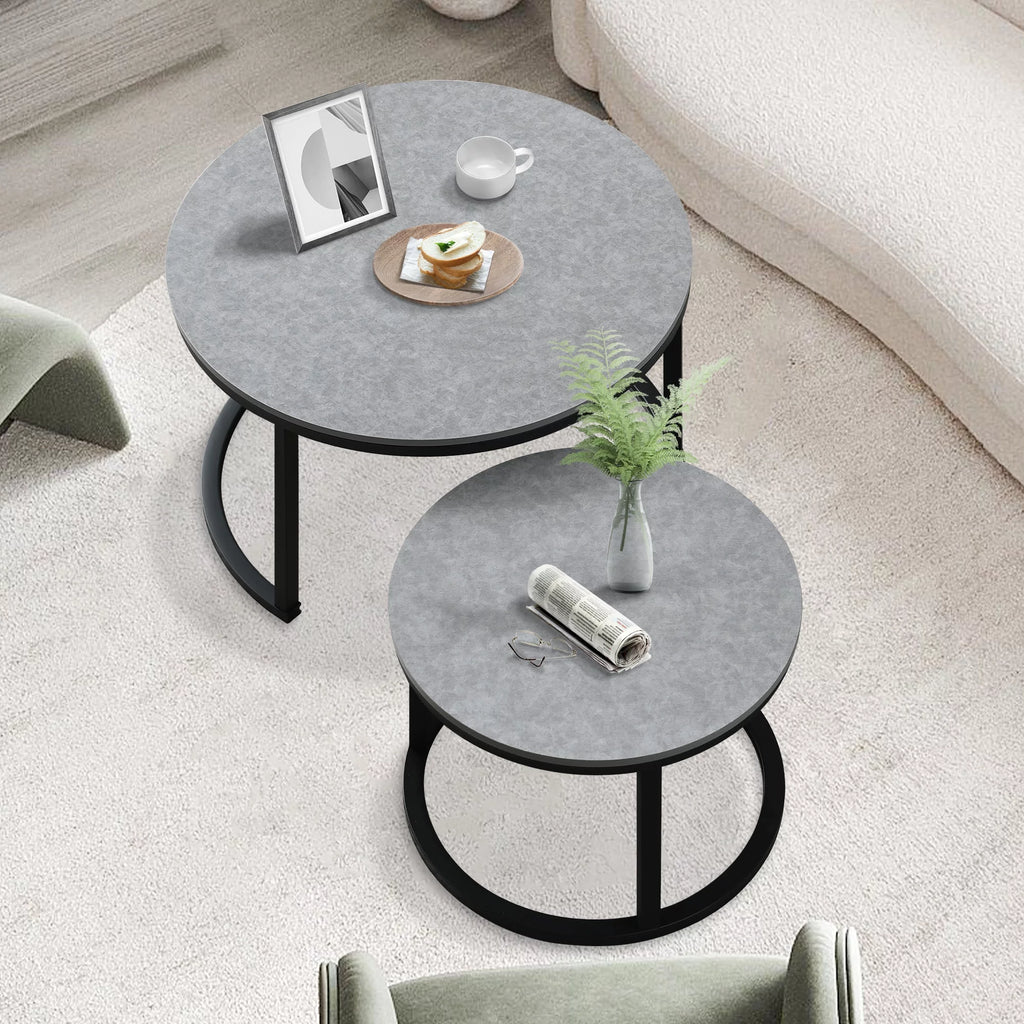 Round Nesting Coffee Table Set Metal Frame Gray F791428