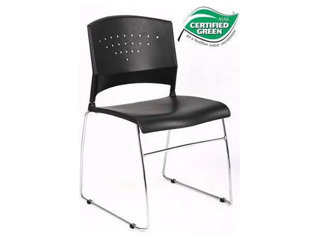 Black Stack Chair with Chrome Frame 5 Pcs Pack F411