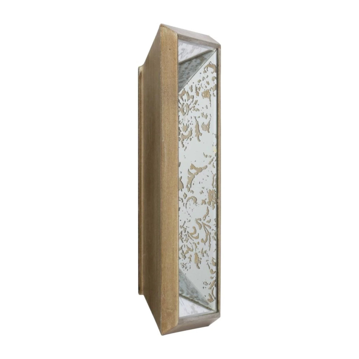 12" Brown and Silver Wooden Framed Rectangular Hanging Mirror J47874
