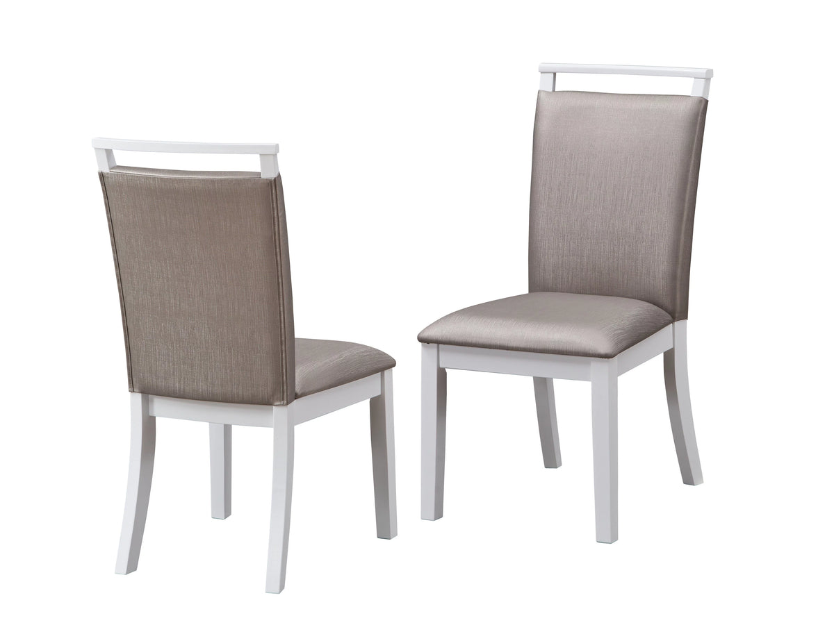 7 Piece Gray Fabric White Wood Dining Set G51291