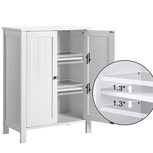 White Double Door Adjustable Shelf Bathroom Floor Storage Cabinet L94991