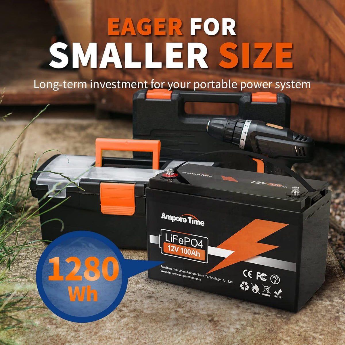 12V 100Ah LiFePO4 Battery with 14.6V 10A Lithium Battery Charger M210