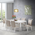7 Piece Gray Fabric White Wood Dining Set G51291