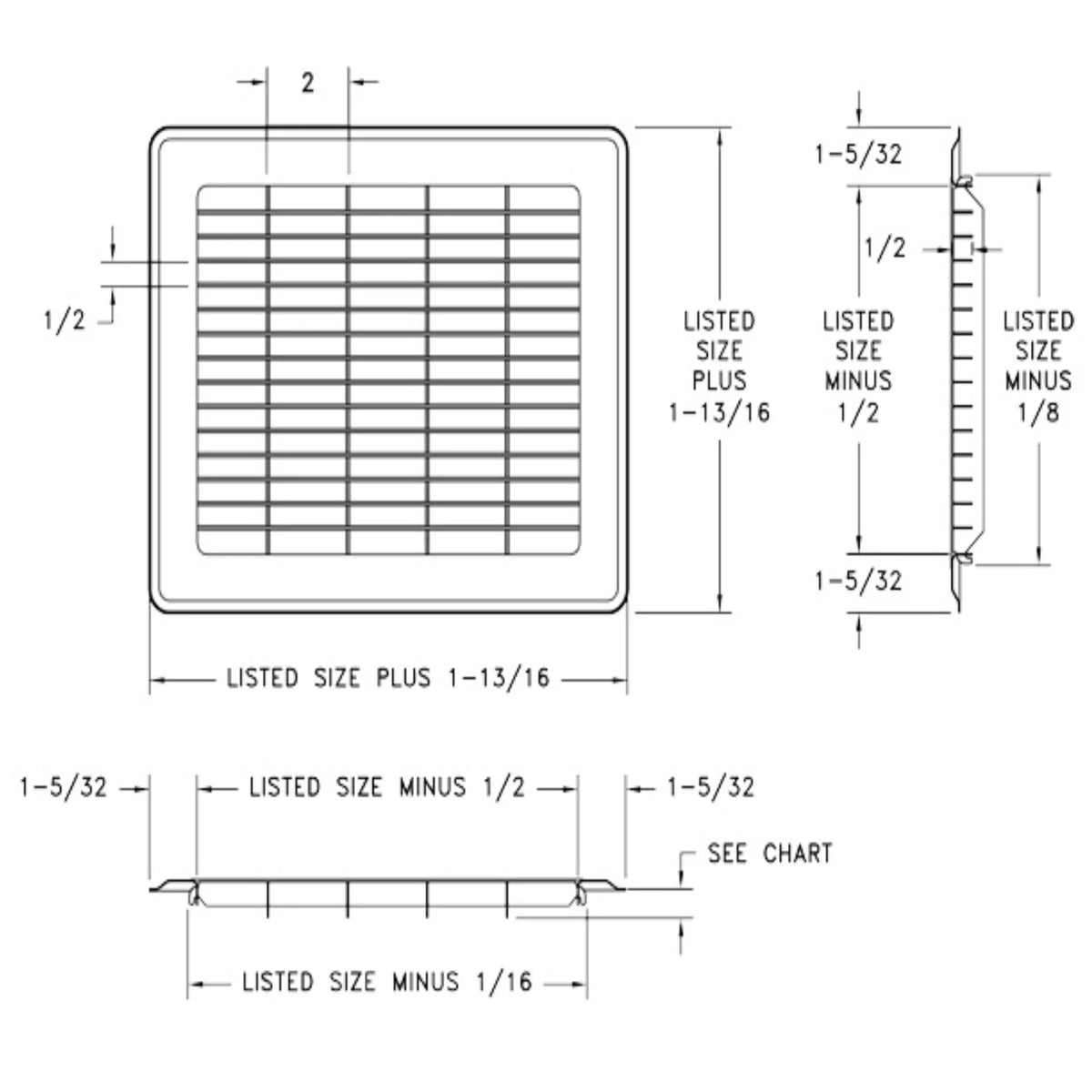 14in x 14in Heavy Gauge Steel Floor Grille T36359