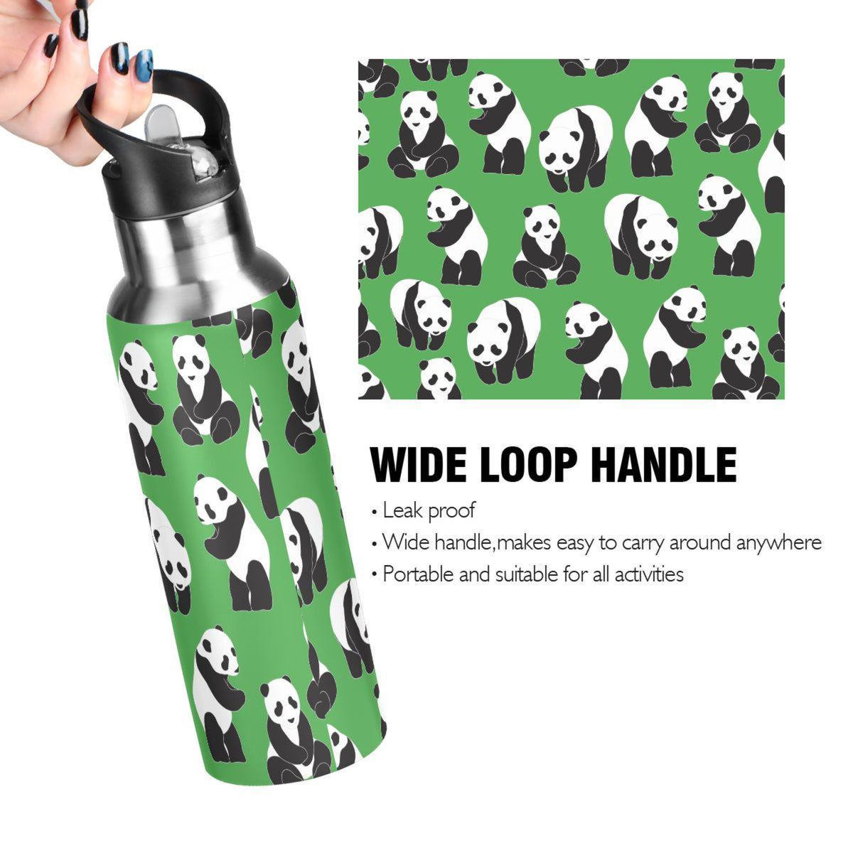 Green Stainless Steel Vacuum Insulated Water Bottle with Straw Lid 20 OZ V428174