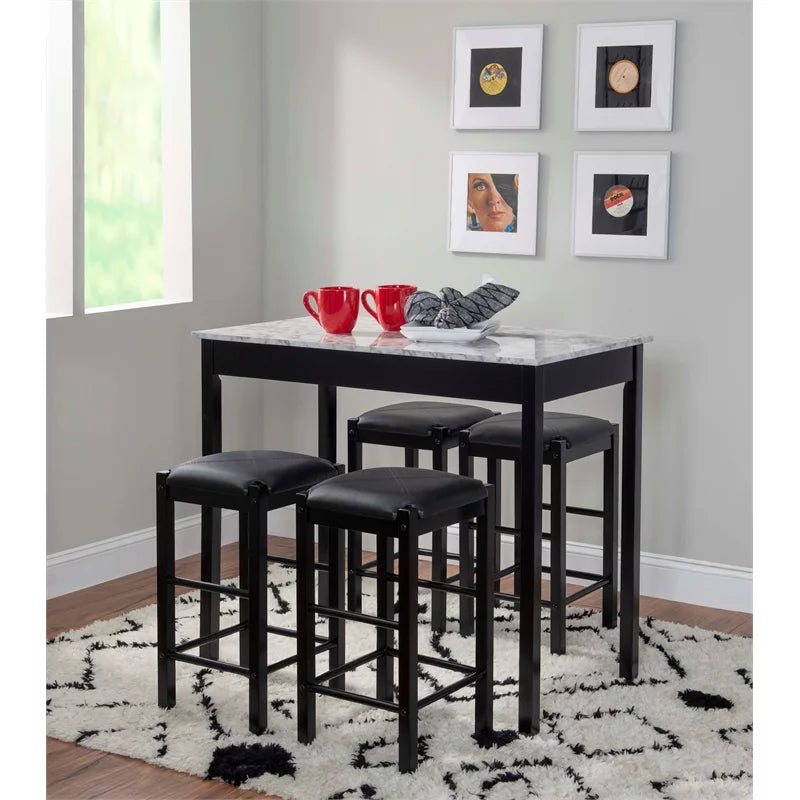 Set of Two 25" Backless Faux Leather Counter Stools U57768