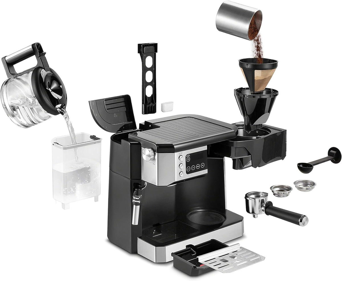 10-Cup Combination Coffee Maker & Espresso Machine with Milk Frother F516