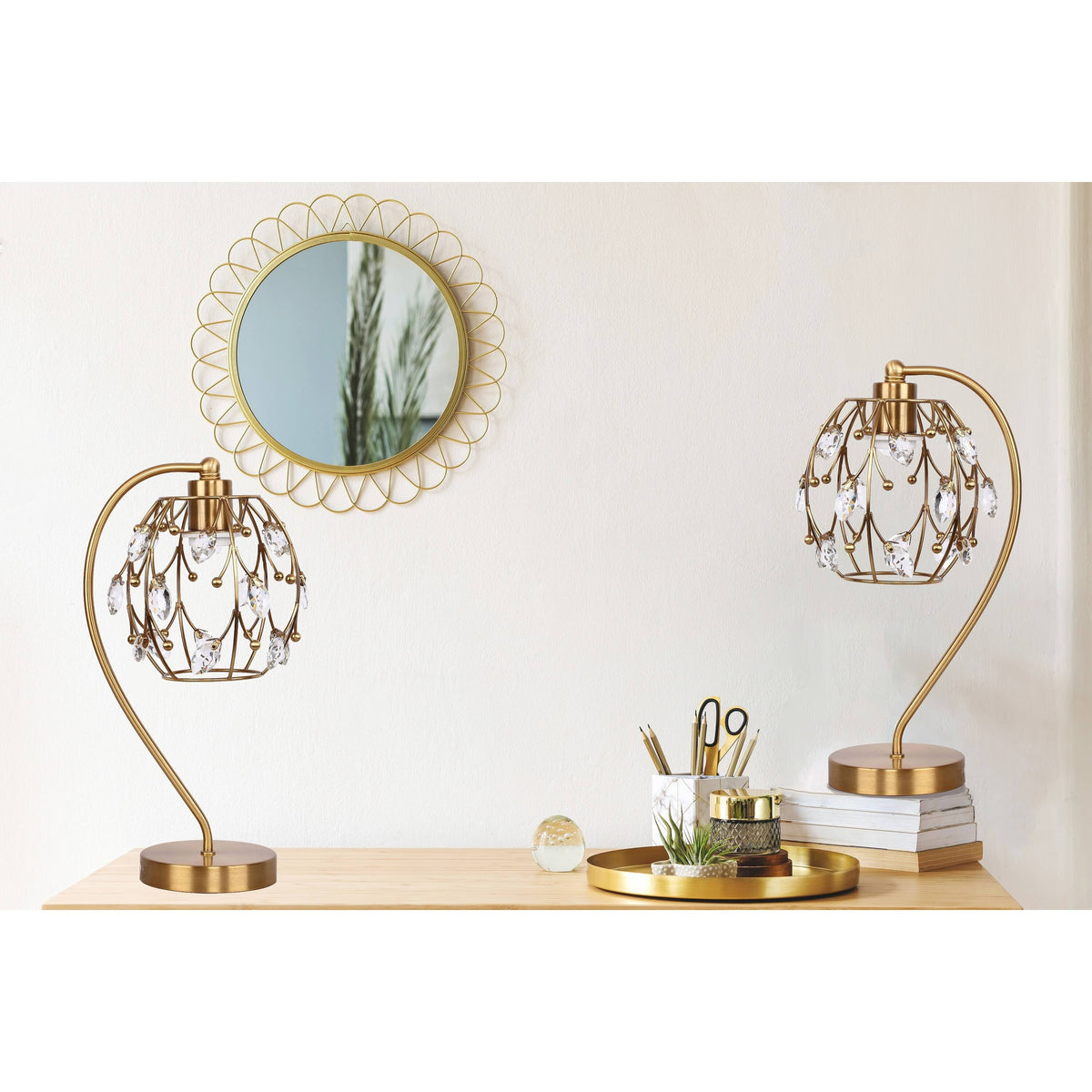 Polished Nickel Task Lamp with Crystalline Metal Shade (2-Pack) R16076