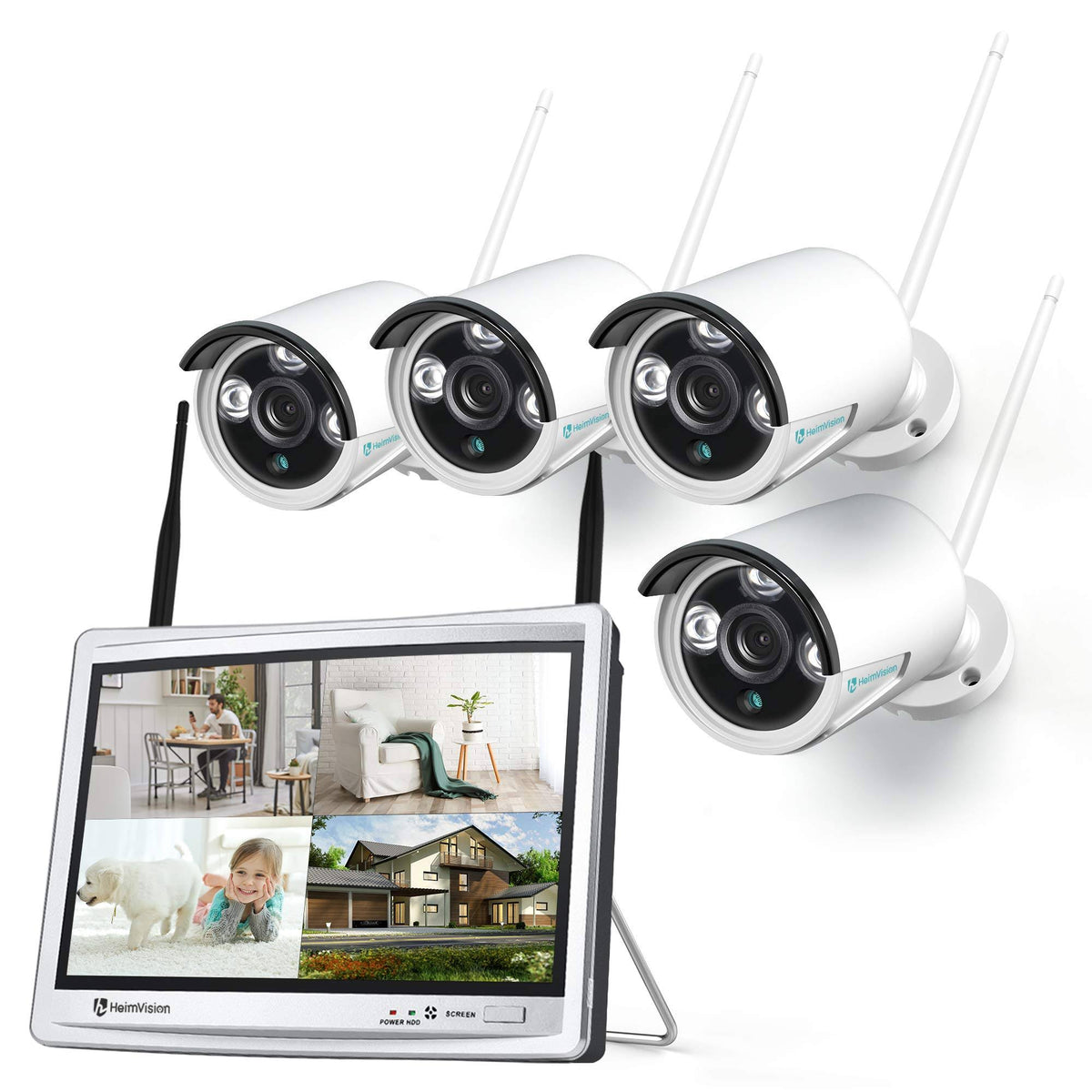 1080p Wireless Security Camera System with 12 inch LCD Monitor T41277