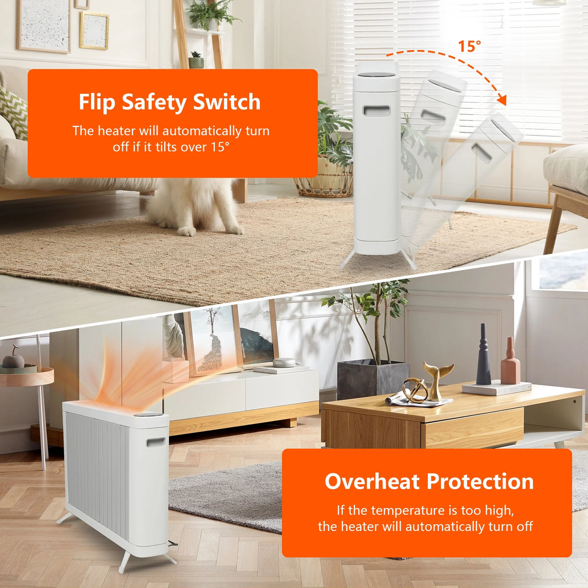 1500W Smart Radiator Space Heater with 3 Heating Modes, Adjustable Thermostat, 0-12h Timer S728774